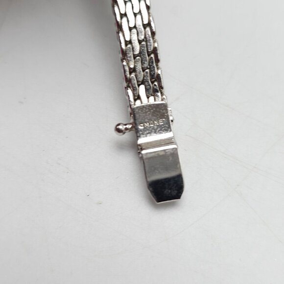 MONET Silver Tone Mesh Bracelet With Secure Clasp Vintage - Picture 5 of 6